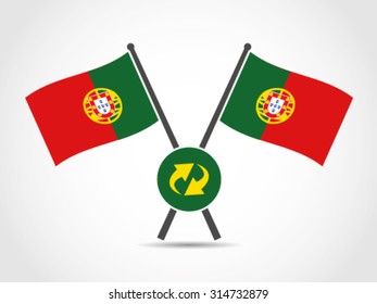 Portugal Crossed Flag Emblem Synchronize