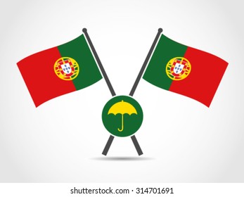 Portugal Crossed Flag Emblem Umbrella