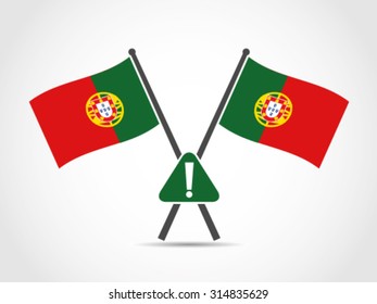 Portugal Crossed Flag Emblem Warning