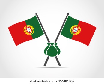 Portugal Crossed Flag Emblem Wealth