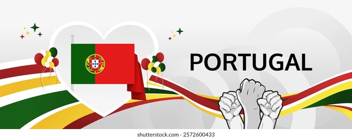 Portugal Day modern greeting banner. Happy Portugal National or Independence Day. Holidays abstract concept. Great for event like carnival, feast poster, support, culture and tourism