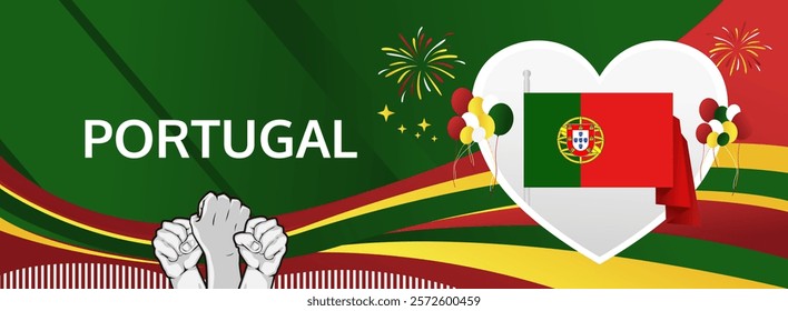 Portugal Day modern greeting banner. Happy Portugal National or Independence Day. Holidays abstract concept. Great for event like carnival, feast poster, support, culture and tourism