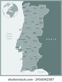 Portugal - detailed map with administrative divisions country. Vector illustration