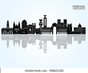 Portugal detailed skyline. Vector illustration. Travel and tourism background