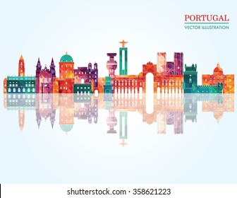 Portugal detailed skyline. Vector illustration. Travel and tourism background