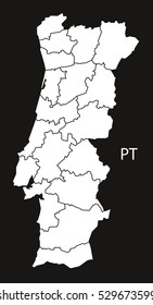 Portugal districts Map black white