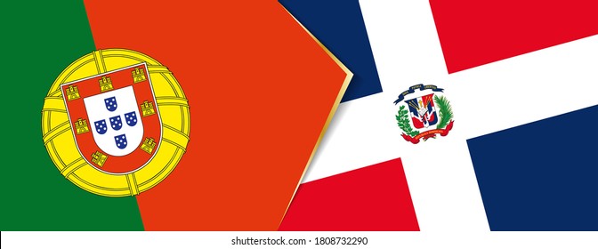 Portugal and Dominican Republic flags, two vector flags symbol of relationship or confrontation.