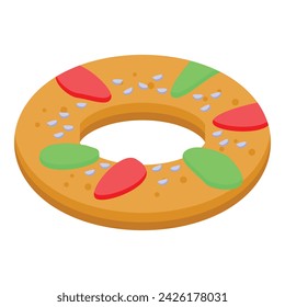 Portugal donut icon isometric vector. Portuguese cuisine. Tart menu