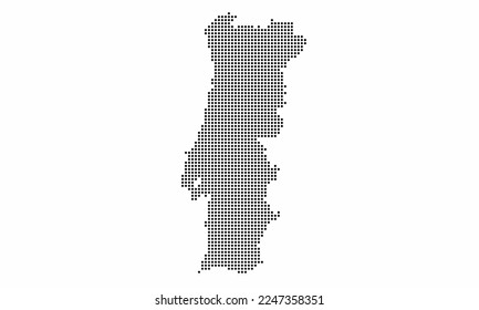 Mapa de Portugal con textura gruesa al estilo de punto. Ilustración vector abstracta de un mapa de país con efecto de medio tono para infografía. 
