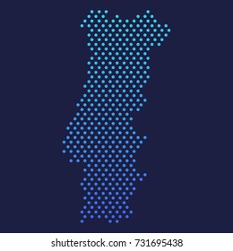 Portugal Dotted Map Vector Round Design Gradient Art illustration Abstract Backgorund.