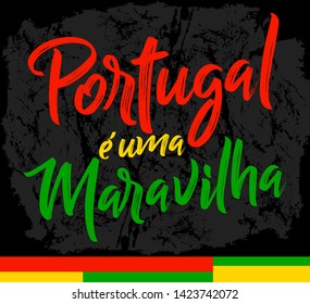 Portugal e uma Maravilha, Portugal is a Wonder Portuguese text, vector lettering illustration