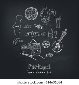 Portugal elements and symbols. Hand drawn vector illustration