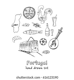 Portugal elements and symbols. Hand drawn vector illustration