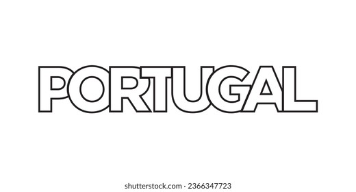 Portugal emblem for print and web. Design features geometric style, vector illustration with bold typography in modern font. Graphic slogan lettering isolated on white background.