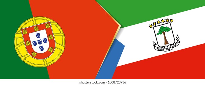 Portugal and Equatorial Guinea flags, two vector flags symbol of relationship or confrontation.