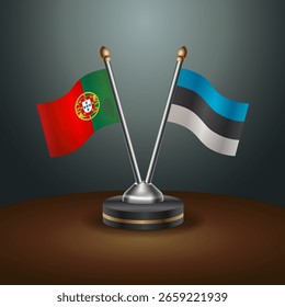 A tabela Portugal e Estônia sinaliza a relação com o plano de fundo do gradiente. Ilustração de vetor