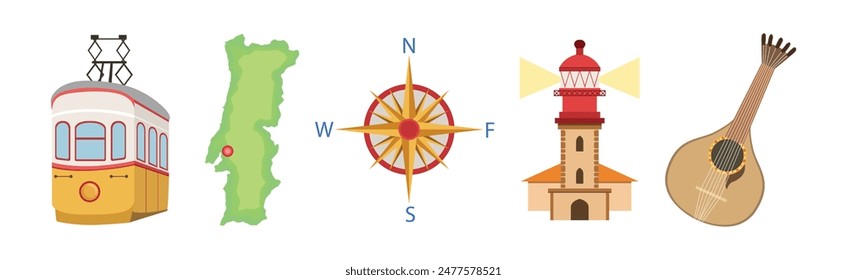 Portugal Famous Object and Culture Item Vector Set