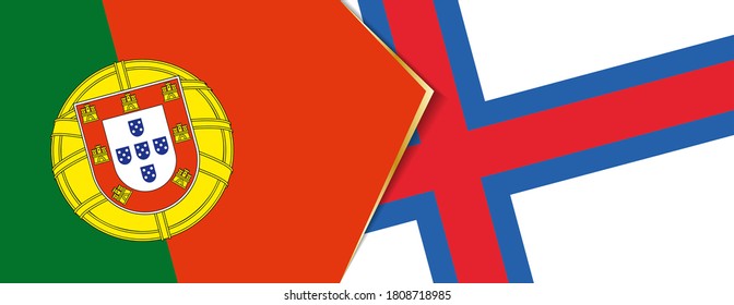 Portugal and Faroe Islands flags, two vector flags symbol of relationship or confrontation.
