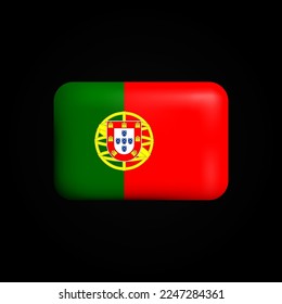 Portugal Flag 3D Icon. National Flag of Portugal. Vector illustration
