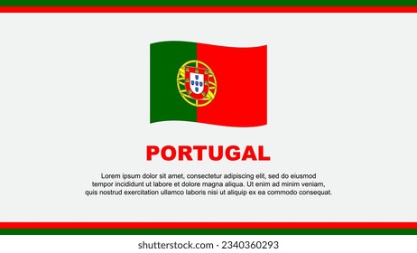 Plantilla de diseño de fondo de resumen de bandera de Portugal. Cartel del Día de la Independencia de Portugal Ilustración de vectores de medios sociales. Diseño de Portugal