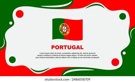 Portugal Flag Abstract Background Flat Design Template. Portugal Independence Day Banner Wallpaper Vector Illustration. Portugal Cartoon