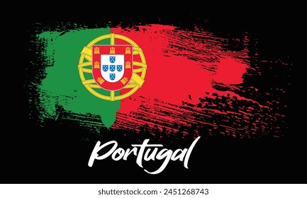 Portugal flag background from paint brushes, Brush stroke drawing of the Portugal flag, Portugal colorful brush strokes painted national flag icon, Portugal official flag in shape of paintbrush stroke