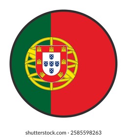 Portugal flag in ball shapes vector illustration. Round portugal flag vector icon isolated, portugal flag button