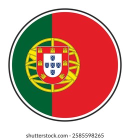 Portugal flag in ball shapes vector illustration. Round portugal flag vector icon isolated, portugal flag button