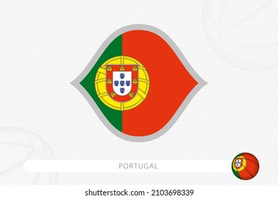 Portugal flag for basketball competition on gray basketball background. Sports vector illustration.