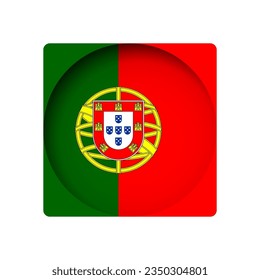 Portugal flag - behind the cut circle paper hole with inner shadow.