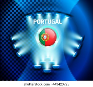 Portugal Flag with Blue Light Effect. Celebration Light.