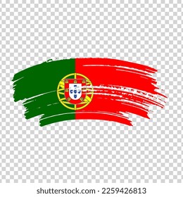 Portugal flag with brush paint textured isolated on png or transparent background, Symbol of Azerbaijan, template for banner, promote, design.