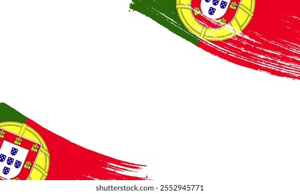 Portugal Flag with Brush Stroke Effect, Grunge brush stroke. Watercolor painting flag design.