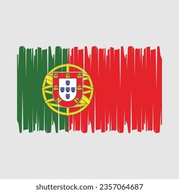 Portugal flag with brush stroke vector Illustration