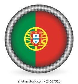 Portugal flag button on a white background. Vector illustration.