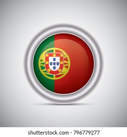 Portugal flag button style. Vector image