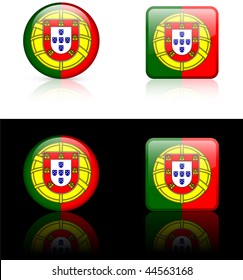 portugal Flag Buttons on White and Black Background Original Vector Illustration AI8 Compatible