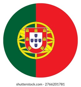 Portugal Flag in Circle Shape