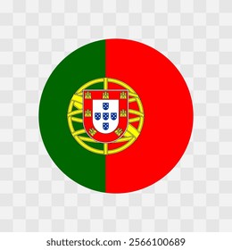 Portugal flag - circle vector flag isolated on checkerboard transparent background