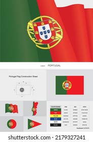 portugal flag construction sheet vector