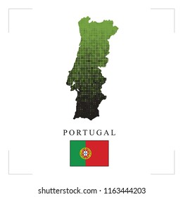 Portugal flag and dot pattern map vector drawing