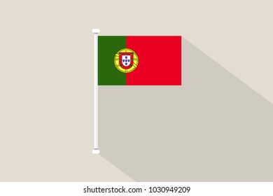 Portugal flag with flagpole,vector illustration