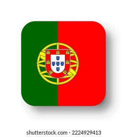 Portugal flag - flat vector square with rounded corners and dropped shadow.