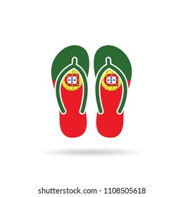 Portugal flag flip flop sandals icon on a white background.