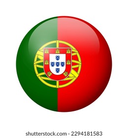 Portugal flag - glossy circle badge. Vector icon.