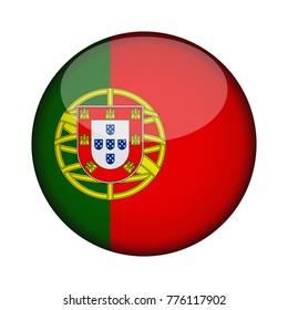 portugal Flag in glossy round button of icon. portugal emblem isolated on white background. National concept sign. Independence Day. Vector illustration.