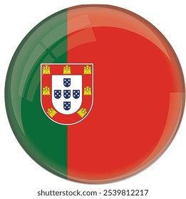  Portugal flag with glossy rounded button for football team and national emblem