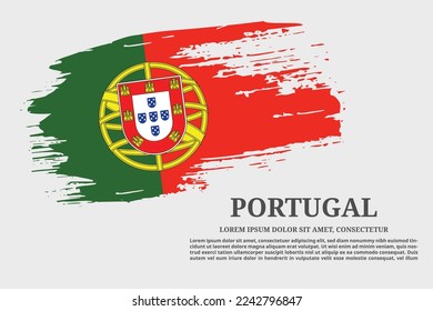 Portugal flag grunge brush and text poster, vector