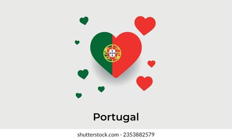 Portugal flag heart shape country icon vector illustration