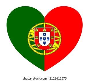 Portugal  flag in heart shape isolated  on png or transparent  background,Symbols of Portugal, template for banner,card,advertising ,promote, and business matching country poster, vector